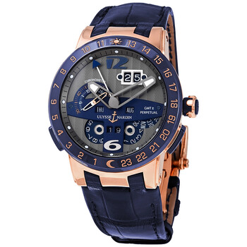 El Toro GMT Silver Dial 18kt Rose Gold Blue Leather Watch