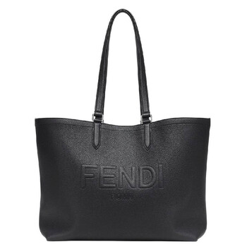 Embossed Logo Leather Tote Bag