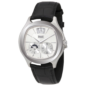 Emperador Coussin Silver Dial Black Leather Automatic Watch GOA32016