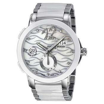 Executive Dual Time Diamond Mother of Pearl Ceramic Watch