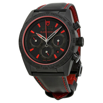 Fastrider Blackshield Chronograph Black Dial Black Leather Watch 42000CRBKLS
