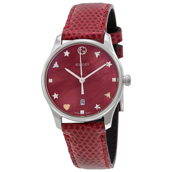 GTimeless Red Mother of Pearl Dial Watch YA126584