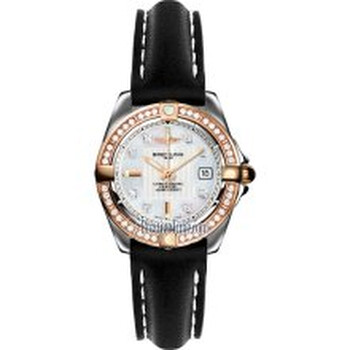 Galactic 32 Mother of Pearl Diamond Dial Black Leather Watch C71356LAA712BKLT