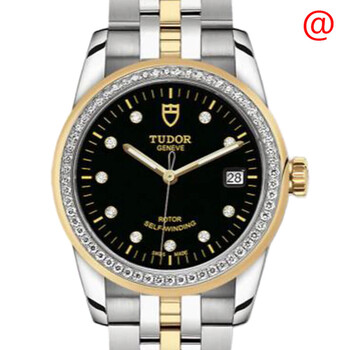 Glamour Date Automatic Diamond Black Dial Watch