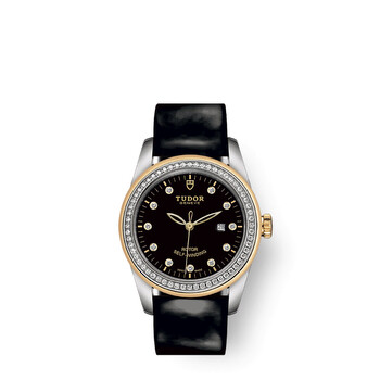 Glamour Date Automatic Diamond Black Dial Watch