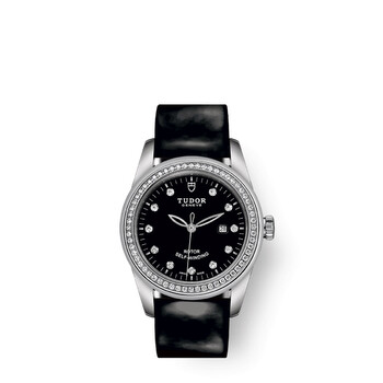 Glamour Date Automatic Diamond Black Dial Watch