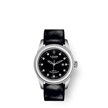 Glamour Date Automatic Diamond Black Dial Watch