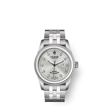 Glamour Date Automatic Diamond Silver Dial Watch