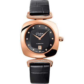 Glashutte Pavonina Black Dial 18 Carat Rose Gold Watch