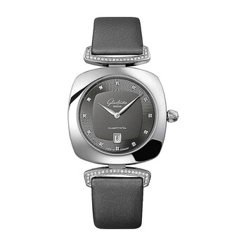 Glashutte Pavonina Gray Dial Satin Diamond Watch