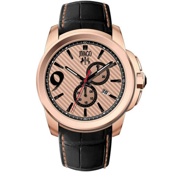 Gliese Rose Gold Dial Black Leather Watch JV1515