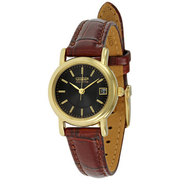 GoldTone EcoDrive Silhouette Strap Black Watch EW127201E
