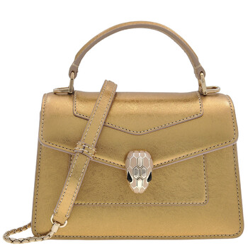 Gold Mini Serpenti Forever Leather Top Handle Bag