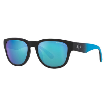 Green Mirrored Light Blue Square Sunglasses AX4115SU 832525