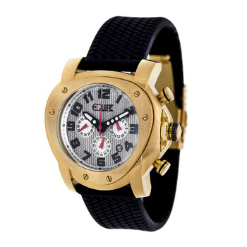 Grille Chronograph Silver Dial Black Rubber Watch E209