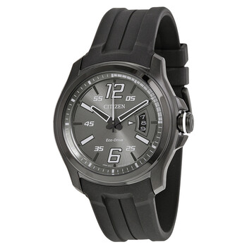HTM EcoDrive Charcoal Grey Dial Black polyurethane Quartz Watch AW135415H
