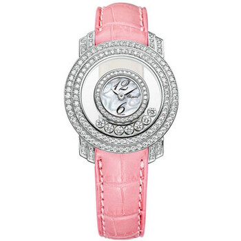 Happy Diamond Mother of Pearl Dial Pink Leather Strap Watch