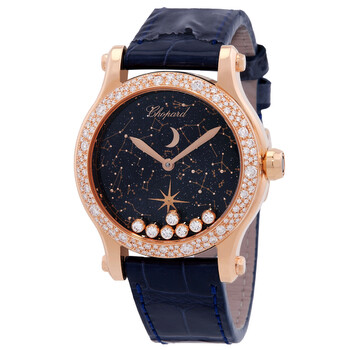 Happy Moon Automatic Diamond Blue Dial Watch