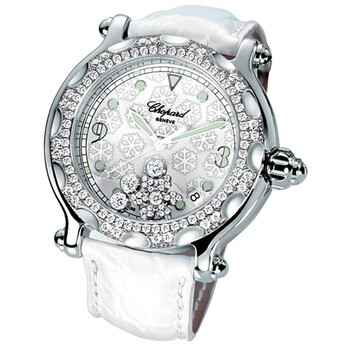 Happy Sport Diamond Snowflake 18kt White Gold Steel White Watch