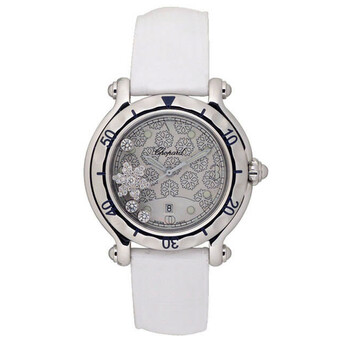 Happy Sport Diamond Snowflake Steel White Rubber Watch