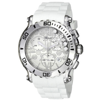 Happy Sport Diamond Snowflake White Dial White Rubber Watch