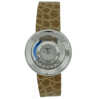 Happy Sport Floating Diamond Dial White Gold Watch