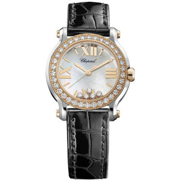 Happy Sport II Diamond Mother of Pearl Dial Rose Gold Watch
