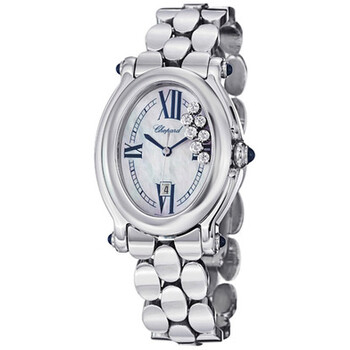 Happy Sport Mother Of Pearl Dial Stainless Steel Floating Diamonds Watch