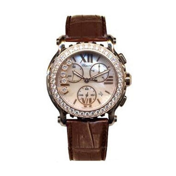 Happy Sport Mother of Pearl Dial Chronograph Diamond Watch