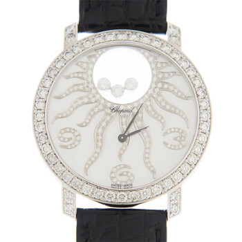 Happy Sun Diamond Mother of Pearl Dial 18 kt White Gold Watch