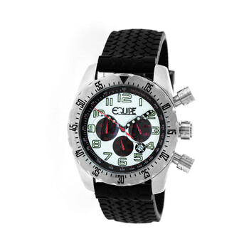 Headlight Chronograph White Dial Black Leather Watch E601