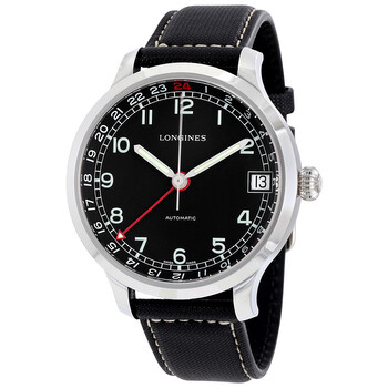 Heritage Military 1938 Black Dial Black Leather Band Stainless Steel Case Automatic Watch L27894530