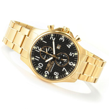 II Collection Black Dial 18kt Goldplated Watch