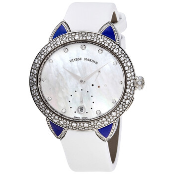 Jade 18kt White Gold Mother of Pearl Diamond Dial Automatic White Satin Watch 3100125BCLL991