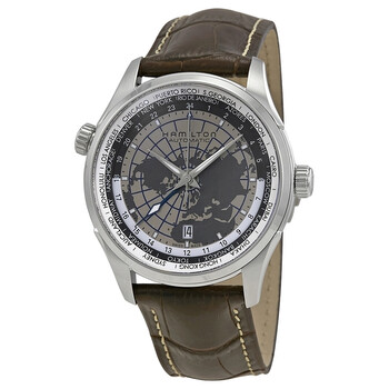 Jazzmaster GMT World Map Dial Leather Watch H32605581