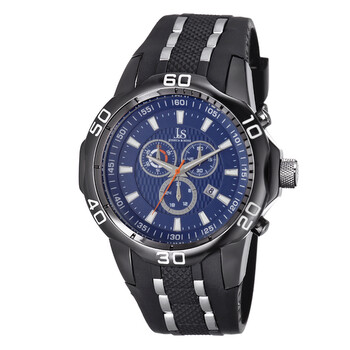 Joshua  Sons Chronograph Blue Dial Black Silicone Watch JS50BK