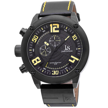 Joshua  Sons Multifunction Black Dial Black Leather Watch JS70YL