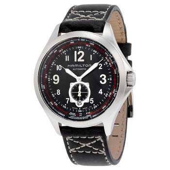 Khaki Aviation Automatic Black Dial Black Leather Watch H76655733