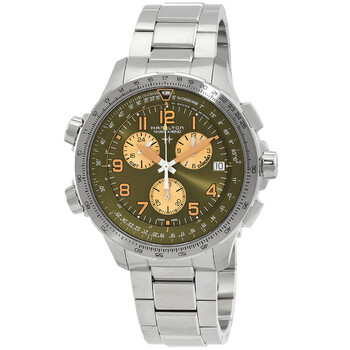 Khaki Aviation Chronograph GMT Quartz Green Dial Watch H77932160