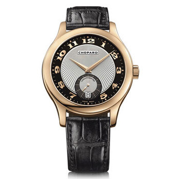 L.U.C. Classic Mark III Black and Silver Guilloche Dial Automatic Rose Gold Watch
