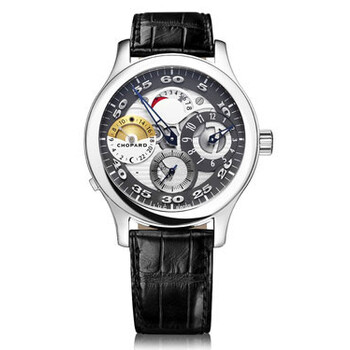 L.U.C Rregulator Semi Skeleton Dial Black Leather Watch