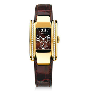 La Strada Diamond Brown Dial 18 kt Yellow Gold Watch