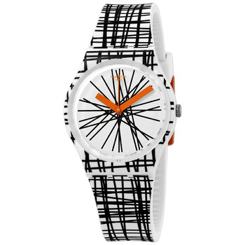 Lace Me White Dial White and Black Silicone Watch GW183