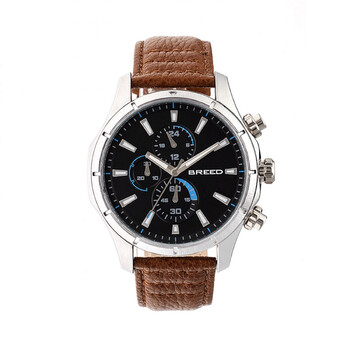 Lacroix Chronograph Black Dial Brown Leather Watch