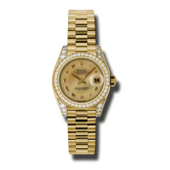 LadyDatejust 26 Champagne Decorated Mother Of Pearl Dial 18K Yellow Gold President Automatic Watch 179158CMRP