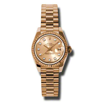 LadyDatejust 26 Champagne Dial 18K Rose Gold President Automatic Watch 179175CDP