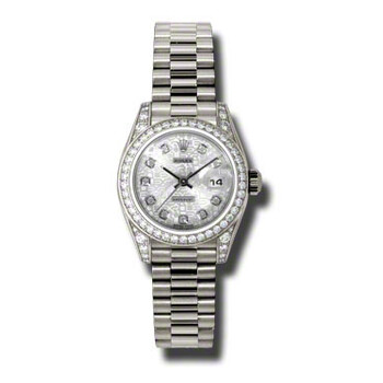 LadyDatejust 26 Silver Dial 18K White Gold President Automatic Watch 179159SJDP