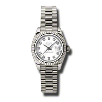 LadyDatejust 26 White Dial 18K White Gold President Automatic Watch 179179WDP