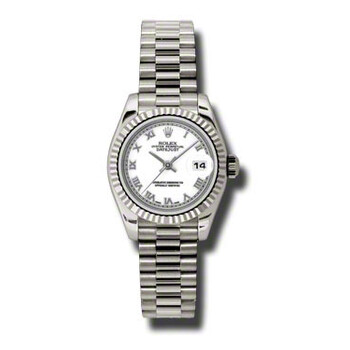 LadyDatejust 26 White Dial 18K White Gold President Automatic Watch 179179WRP
