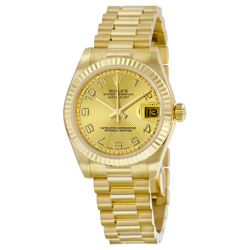 LadyDatejust 31 Champagne Concentric Circle Dial 18K Yellow Gold President Automatic Watch 178278CCAP